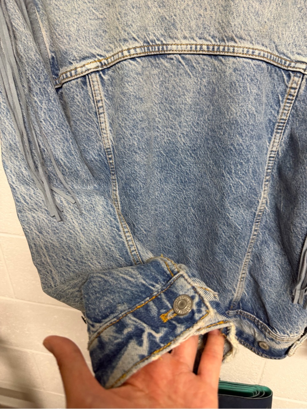 Free People We The Free After Hours Fringe Western Denim Jacket Medium Cowgirl - Picture 7 of 9